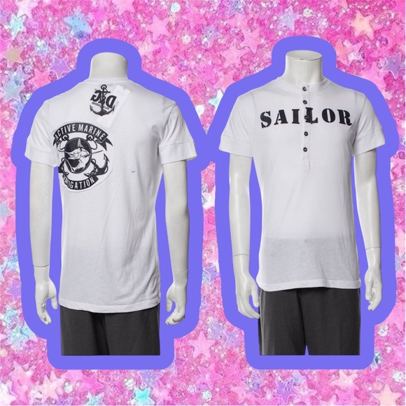 ON HOLD! Vintage D & G Dolce And Gabbana 2000s Sailor Henley Tshirt L Y2K D&G - Picture 2 of 11